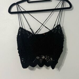 Free People One Black Lace Camisole